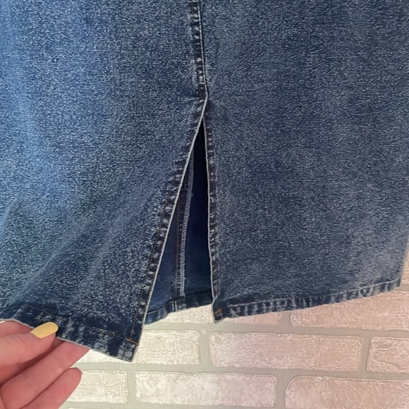 Pret Vintage Midi Denim Skirt High Waisted Emboridery studded size S - Picture 7 of 9